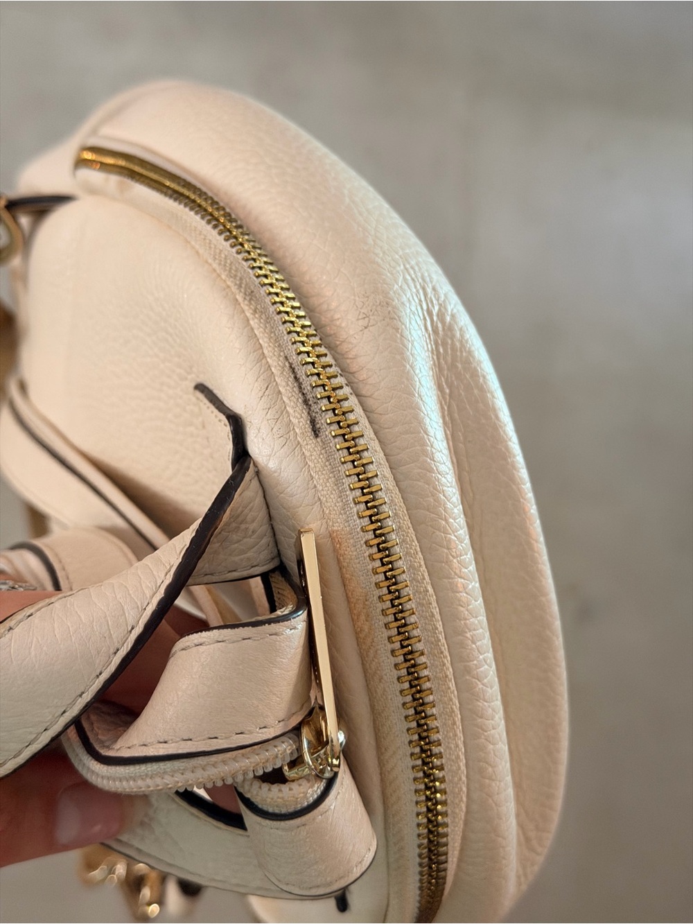 Michael Kors Ivory Pebbled Leather Mini Backpack with Gold Hardware - Picture 10 of 11